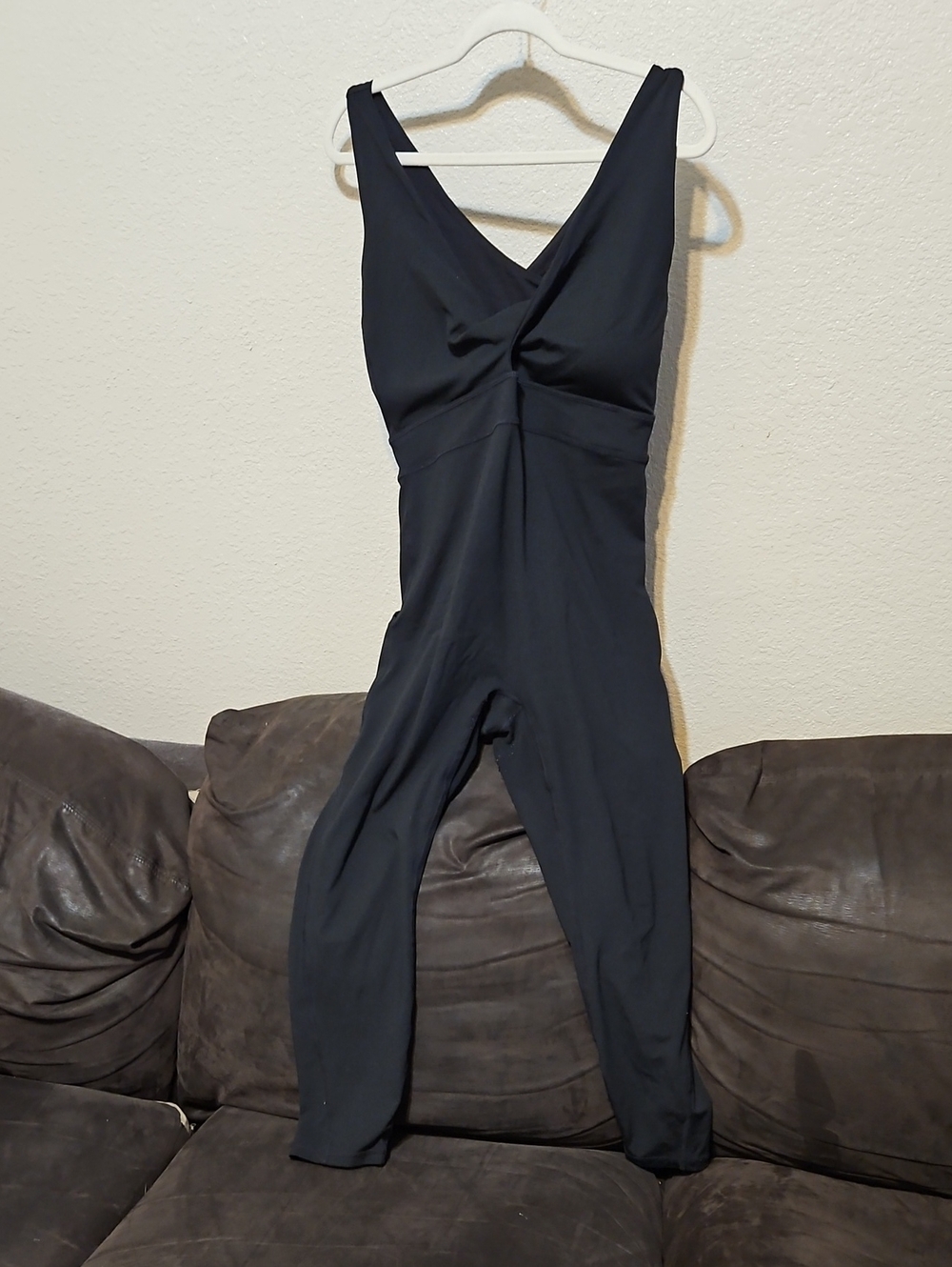 Fabletics Black Twist-Front Sleeveless Romper Jumpsuit